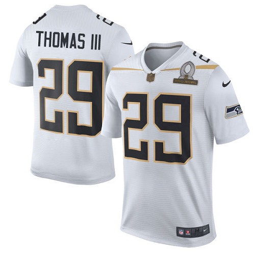 Men's Elite Earl Thomas III Nike Jersey White - #29 Team Rice 2016 Pro Bowl NFL Seattle Seahawks